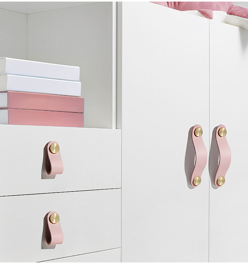 Paidu Manufacturer Nordic Wardrobe Door Shoe Cabinet Door Leather Handles Light Luxury Brass Drawer Handles With Thickened Anti-collision Design
