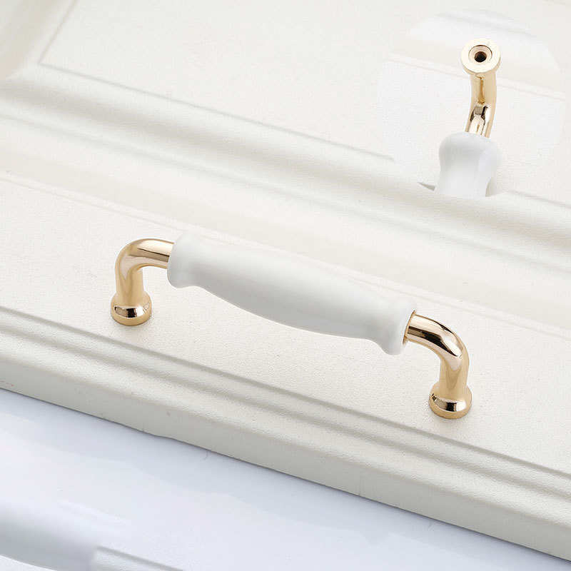 Paidu Manufacturer European-style Drawer Cabinet Household Wardrobe Door Handle Furniture Hardware Accessory Golden Ceramic Handle