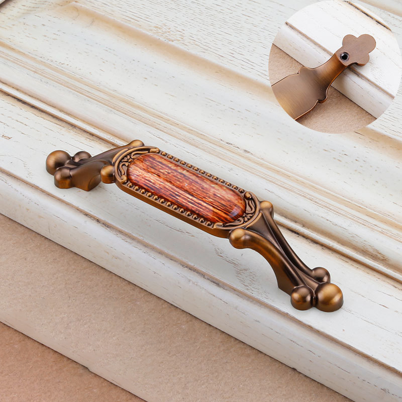 Paidu Manufacturer Chinese Classical Crystal Cabinet Door Handles Antique Wood Grain Wardrobe Handles Furniture Hardware Accessories