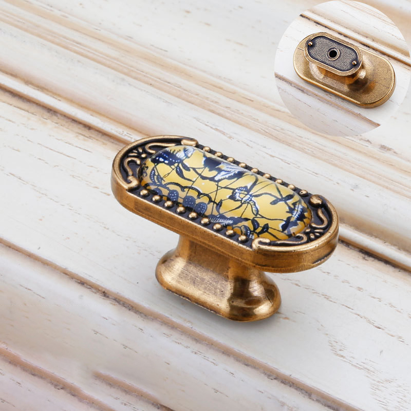 Paidu Manufacturer Chinese Classical Crystal Cabinet Door Handles Antique Wood Grain Wardrobe Handles Furniture Hardware Accessories