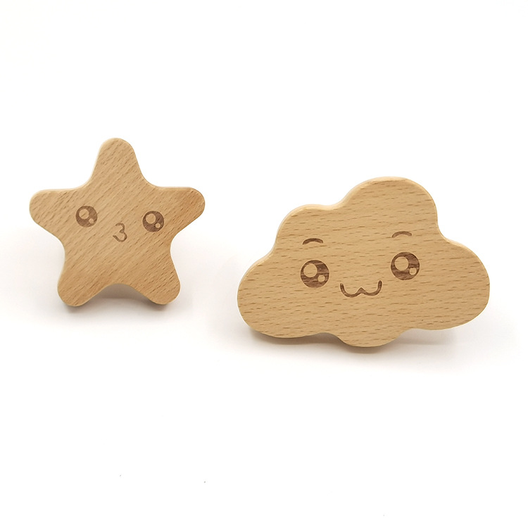 Paidu Manufacturers Children'S Home Wood Handle Beech Cloud Cabinet Door Handle Solid Wood Five-Pointed Star Lovely Drawer Wooden Handle