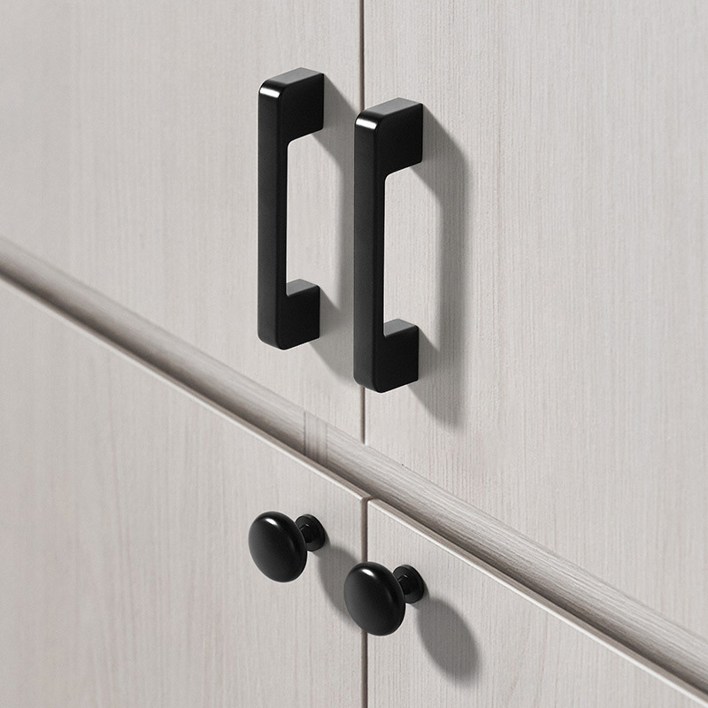 Paidu Manufacturers Black Cabinet Door Handle: Modern, Minimalist, Matte Black Cupboard Wardrobe Handle, Grey Hardware, Single Hole Small Pull Handle